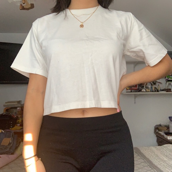 New Hollister White Crop Top T-Shirt Size: XS - Picture 1 of 5
